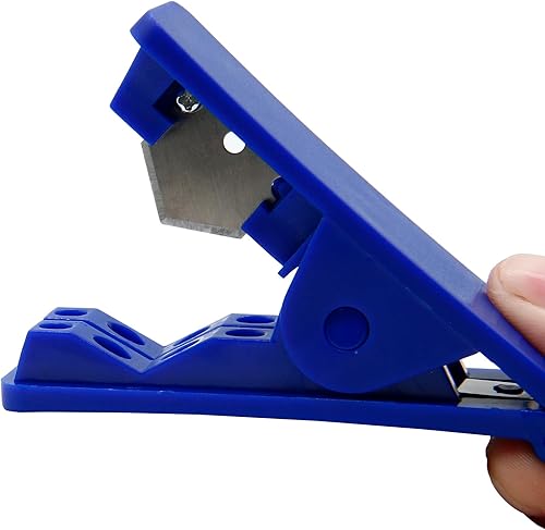 Miniatura 5 de 3 piezas de cortador de tubos de plástico PTFE, cortador de tubería azul, cortador de manguera de tubo cuadrado para tubo de nailon PVC PU y
