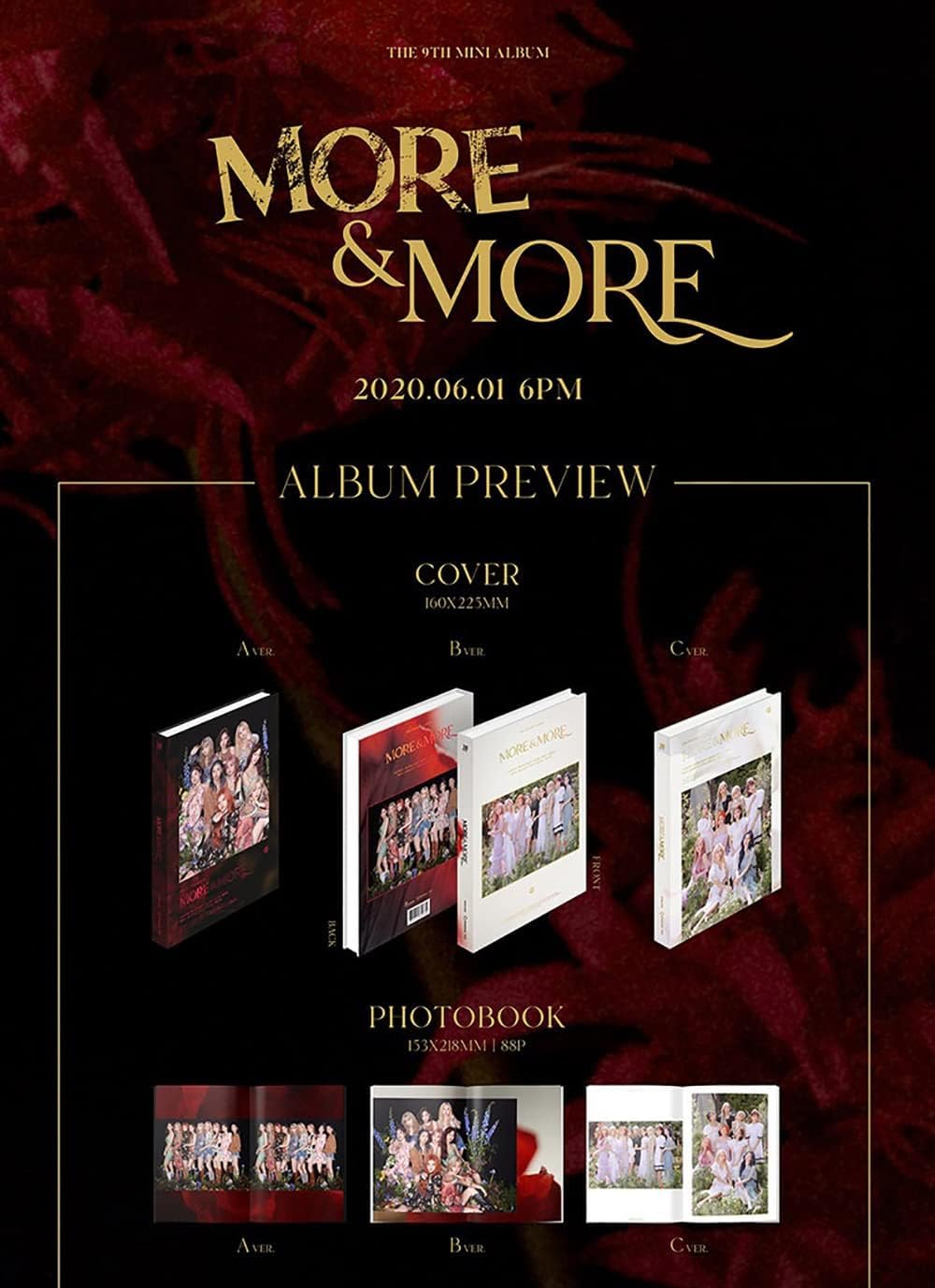 Twice - More & More [A ver.] 9th Mini Album+1 Folded Poster+1 Extra Photocard+1 Kpop Idol Mask