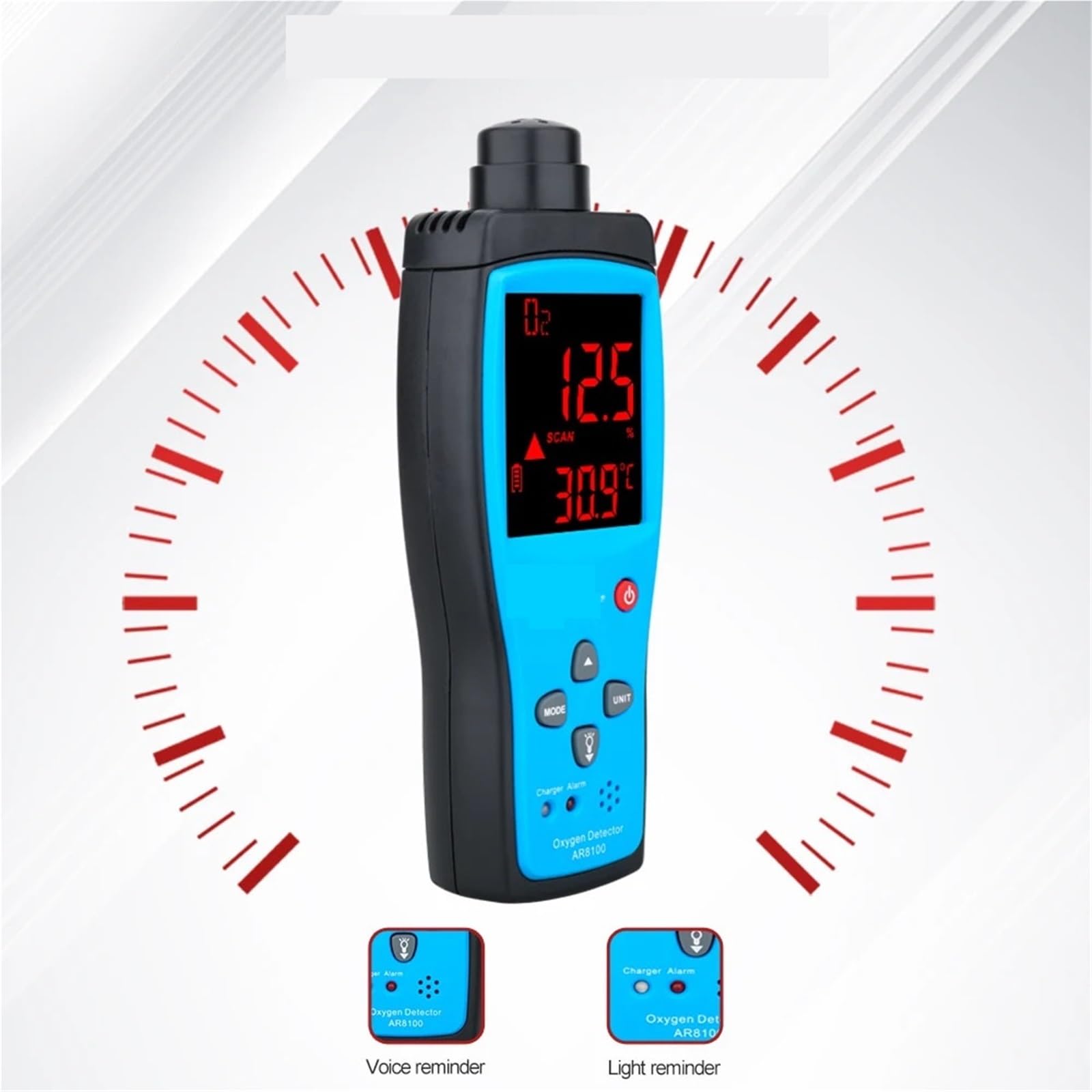 Monitor qualità dell'aria, Sensore Misuratore di ossigeno digitale Rilevatore di gas O2 Misuratore a qualità 'aria con display LCD a temperatura(AR8100)