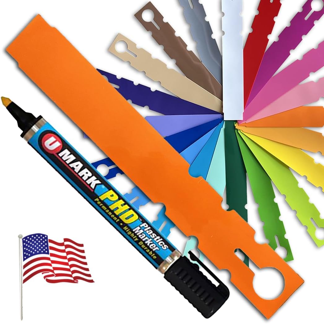 7" x 1" Orange with Marker - 1,000 Pcs - Plastic Plant Tags and Labels - Wrap Around Thermal Plastic - Nursery Garden Tree Labels | Made in The USA |