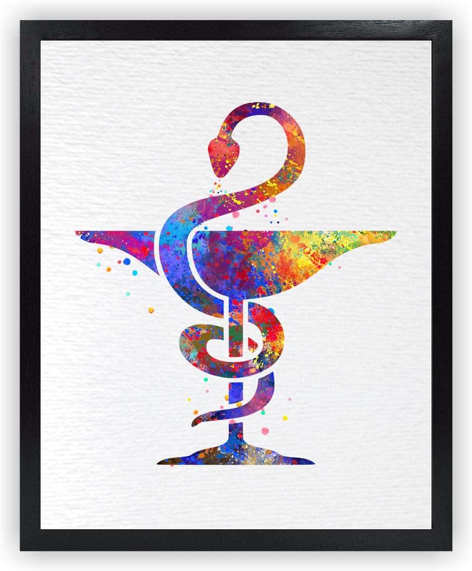 Dignovel Studios 13X19 Unframed Pharmacy Symbol Bowl of Hygieia Medicine Doctor Clinic Watercolor Art Print Poster Inspirational Wall Housewarming Office Home Decor DN552