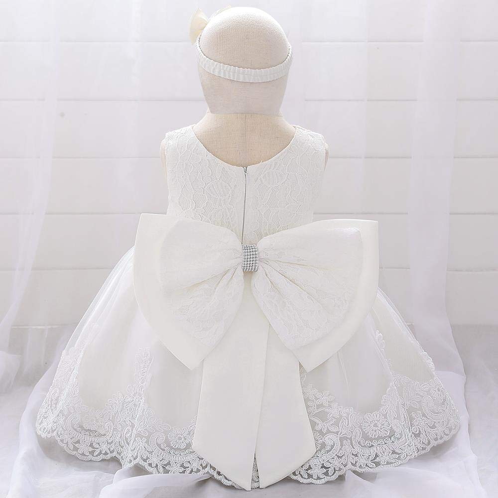 Lito Angels Robe Demoiselle d'honneur avec Bandeau pour Bebe Fille, Robe en Dentelle pour Ceremonie Mariage, Taille 3-18 Mois, 426