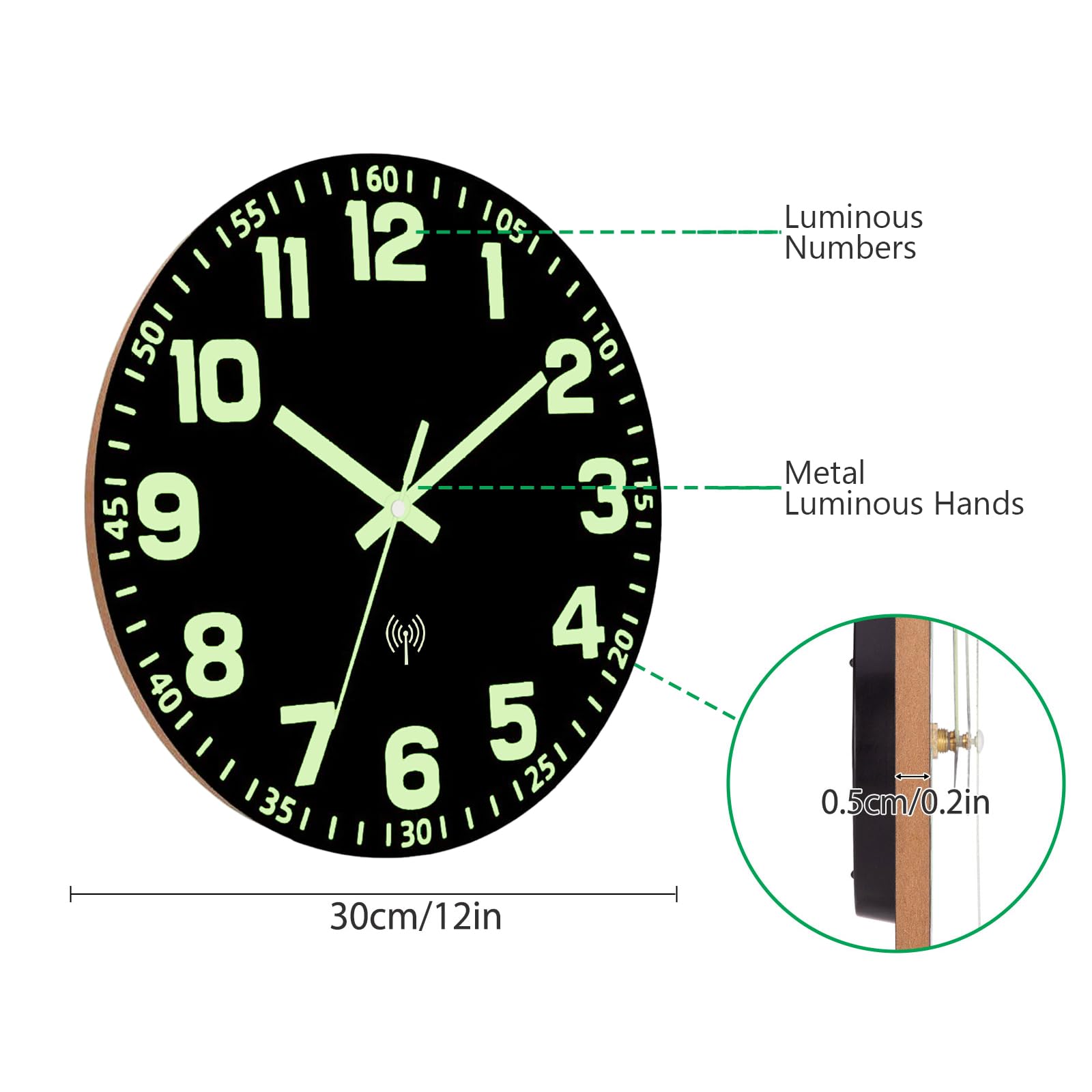 VIVILINEN Horloge murale radio-pilotée avec grands chiffres
