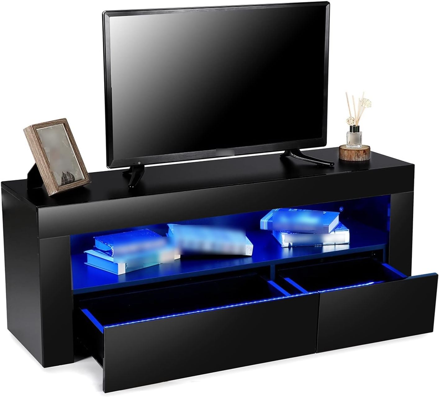 47 Inch Modern TV Stands Unit Bracket with LED Drawers TV Stand Living Room