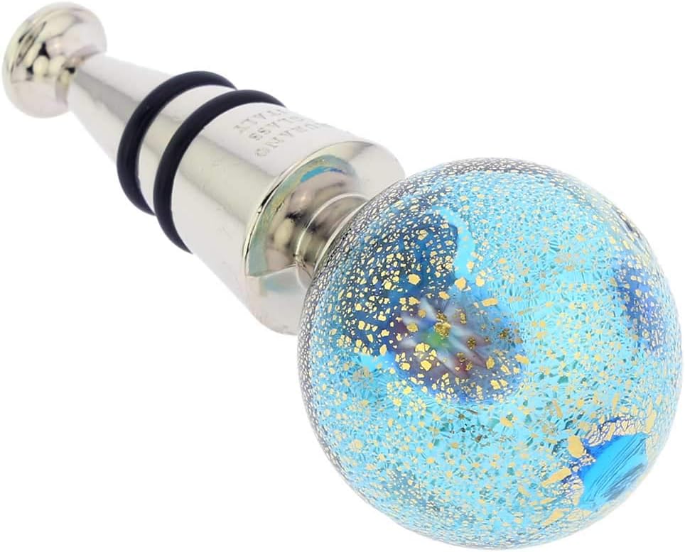 Glass Of Venice Murano Glass Millefiori and Gold Bottle Stopper