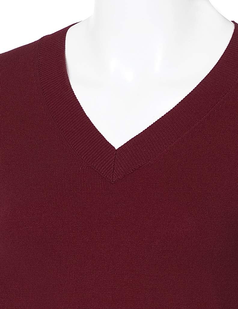 Women's V-Neck Long Sleeve Solid Basic Soft Stretch Pullover Knit Sweater - Image 4