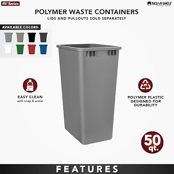 Rev-A-Shelf 50 qt. Black Polymer Replacement Waste Container Pullouts