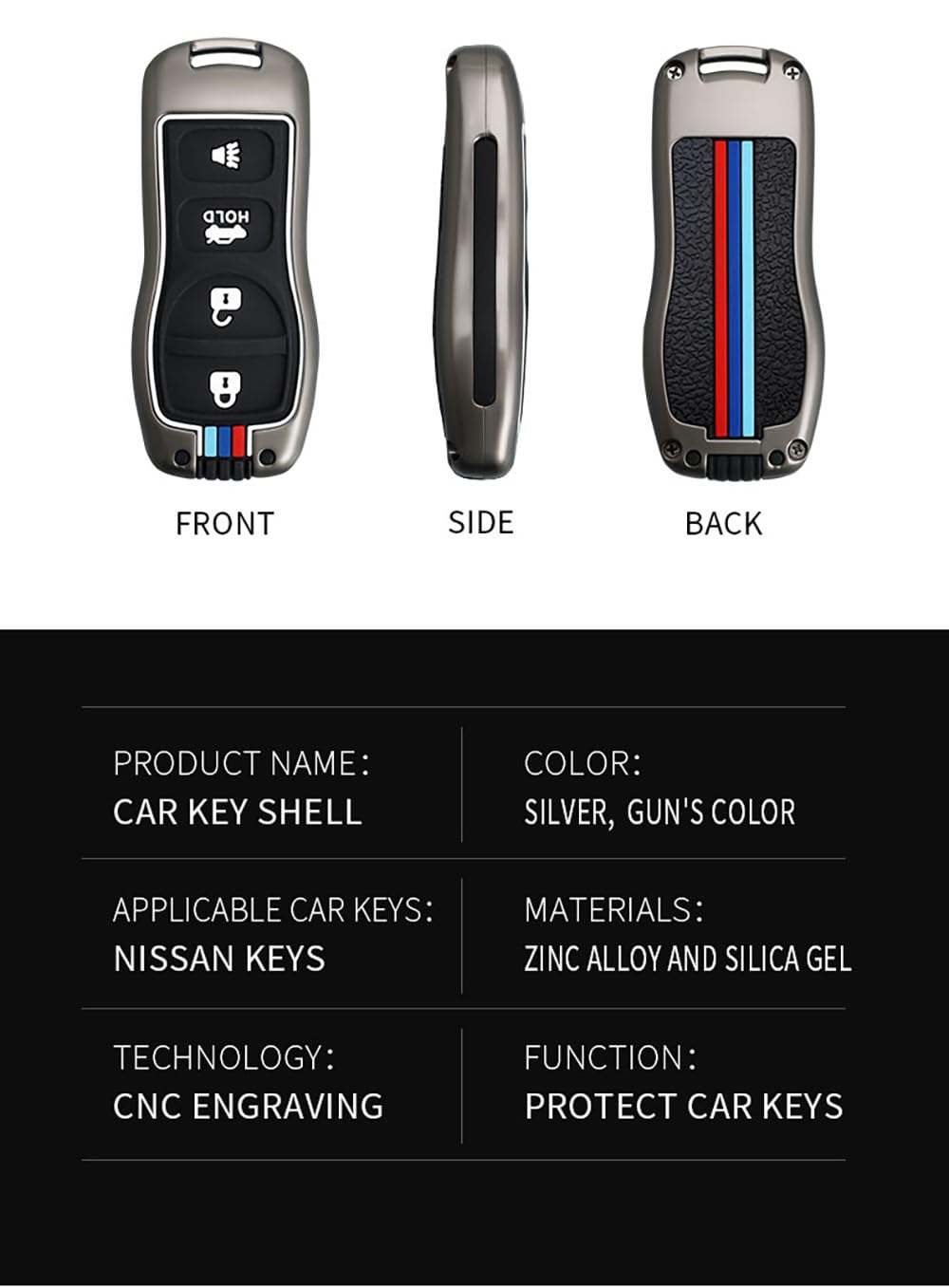 Ontto Cover Portachiavi In TPU Per Nissan E Infiniti (2002-2017) - 4 Pulsanti, Beige, Protezione Antiurto