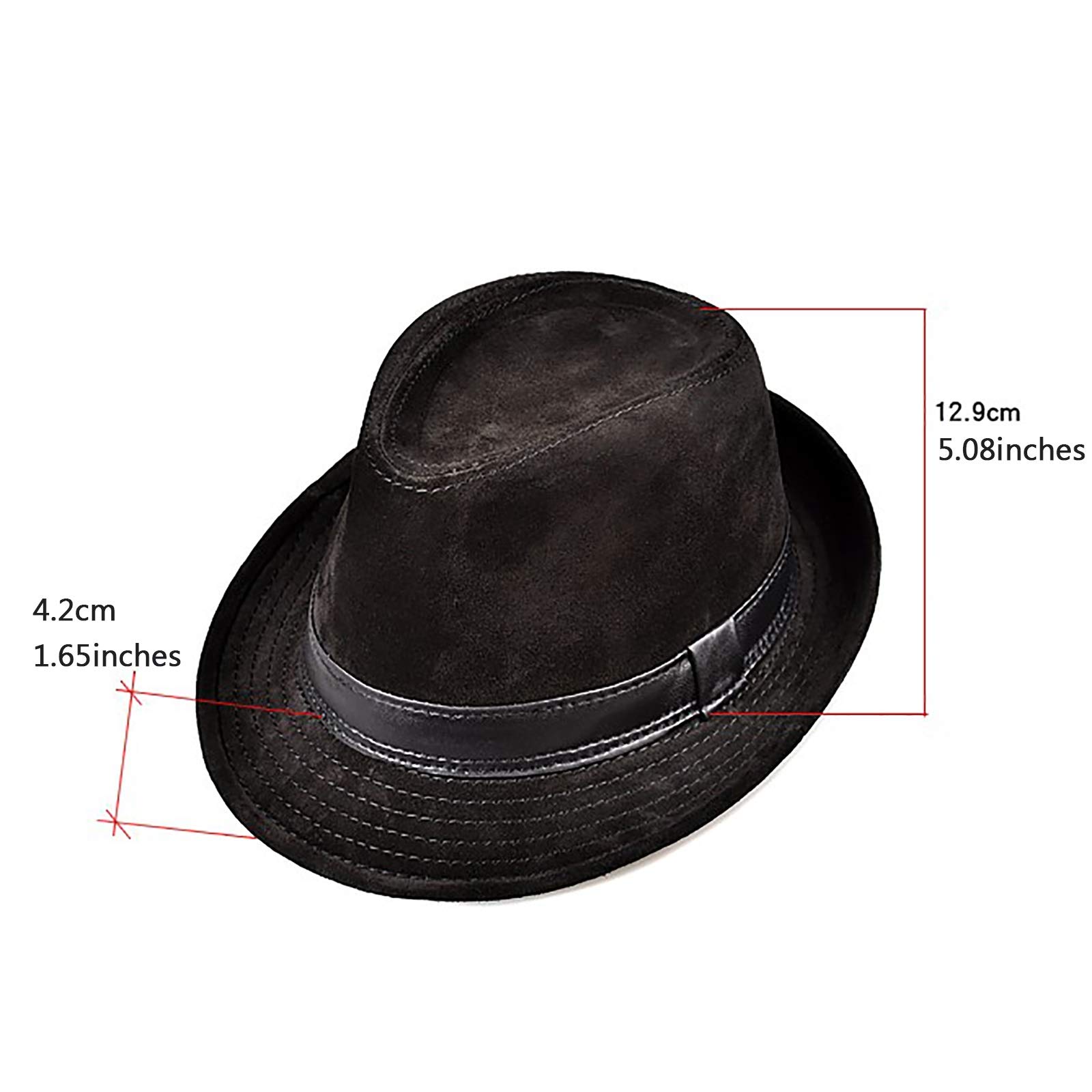 Winterhüte, Fedoras Trilby Hut Männer Nubukleder Jazzhut Rindsleder Gentleman Hut Kurzer Birm Herbst und Winter