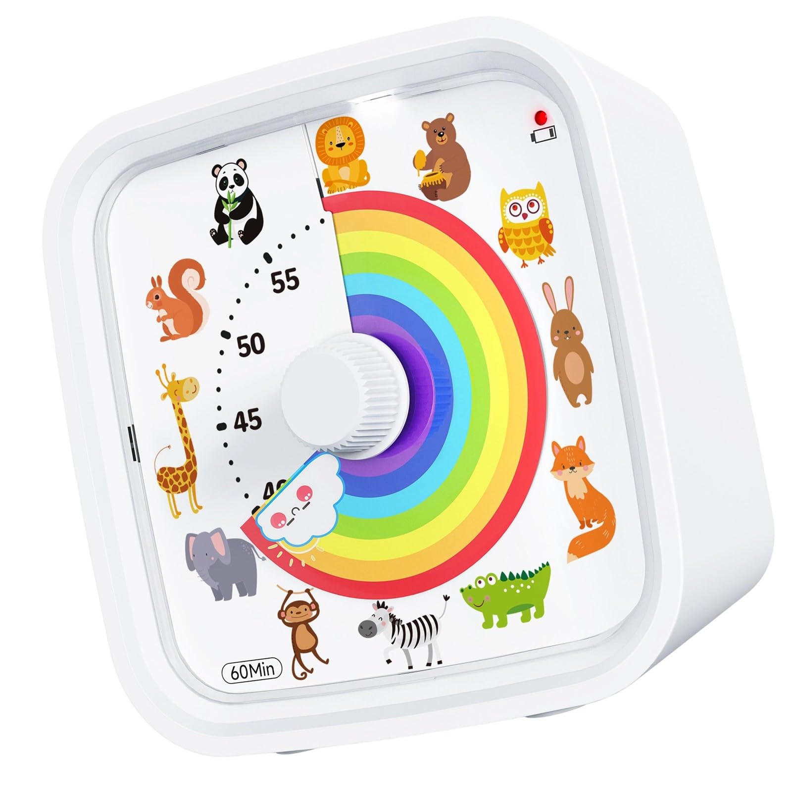 Obotsnoi Visual Study Timer 60 Minutes Countdowns Pomodoro Timer with Rainbow Disk for Classrooms and Home Use Battery Operated Colorful Study Clock