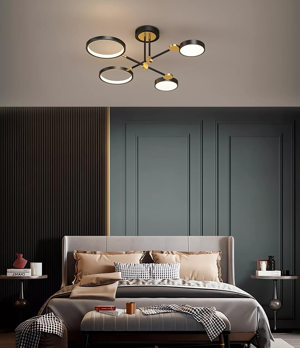 MOMOYY Living Room LED Ceiling Lights Modern Dimmable Ceiling Lamp with Remote Control Bedroom Ceiling Light Indoor Lighting Recessed for Living Room Bedroom Dining Room Study Room (Black, 4 Heads) โ image 1