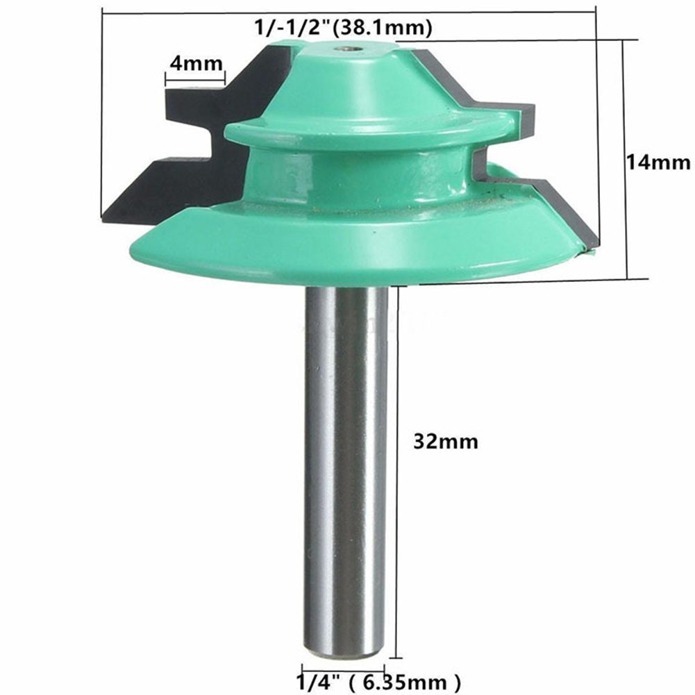 45° 45 Degree Lock Mitre Router Bit 1/4" Shank 1-1/2" Diameter Wooden Cutting Tools - Image 2