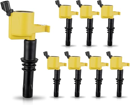 ENA Juego de 8 bobinas de encendido amarillas compatibles con Ford Lincoln Mercury Mustang Expedition Explorer F150 F250 F350 F450 F550 Mountaineer