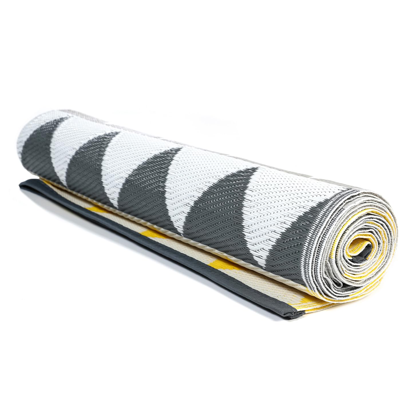 IDMarket - Tapis extérieur Sari Triangles Gris et Jaune 270 x 370 CM
