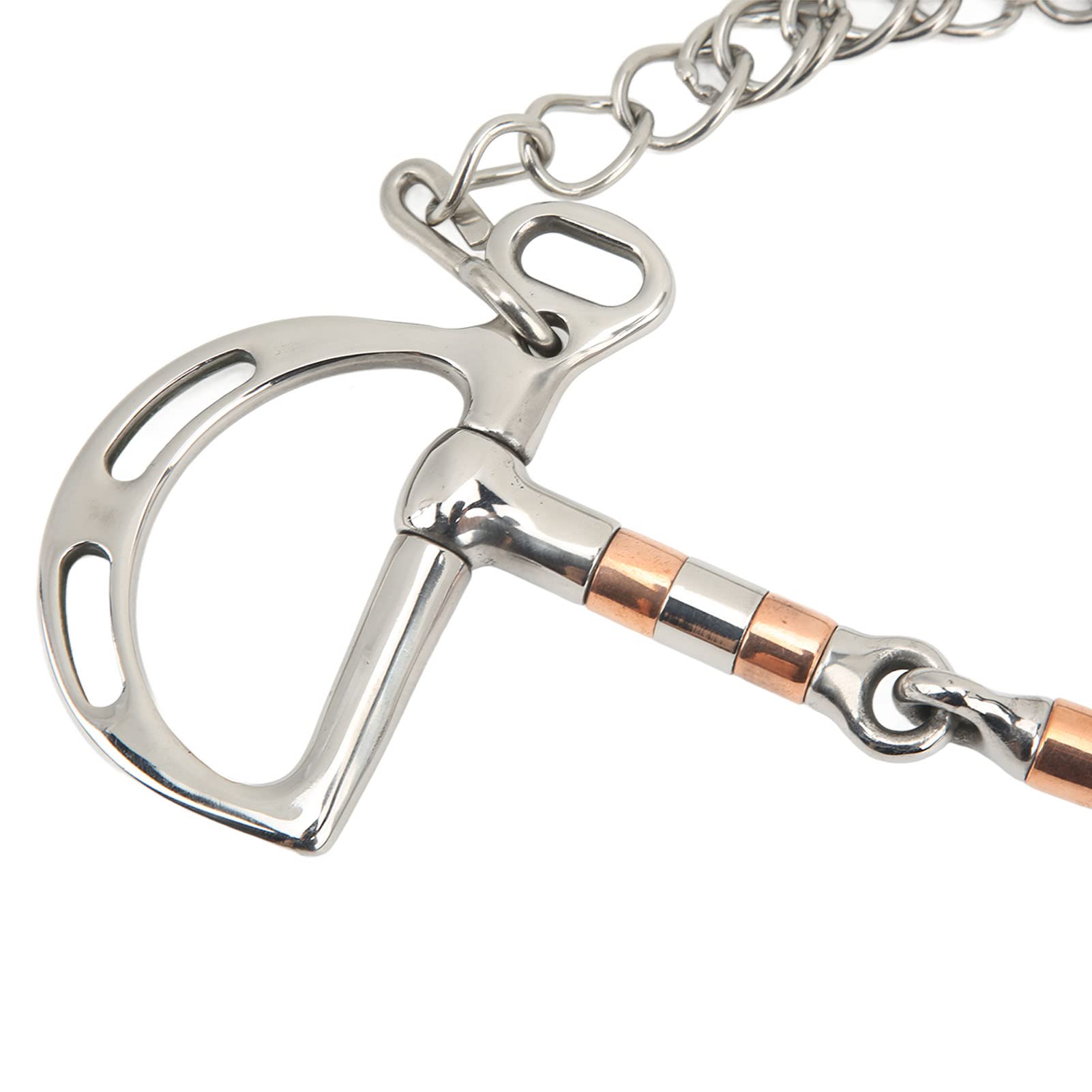 Filetto ad Anello a D per Cavallo, Morso per Cavallo in Acciaio Inossidabile con Catena in Rame, Filetto a Bocca di Cavallo da 125 mm, Design Resistente e Confortevole per Un