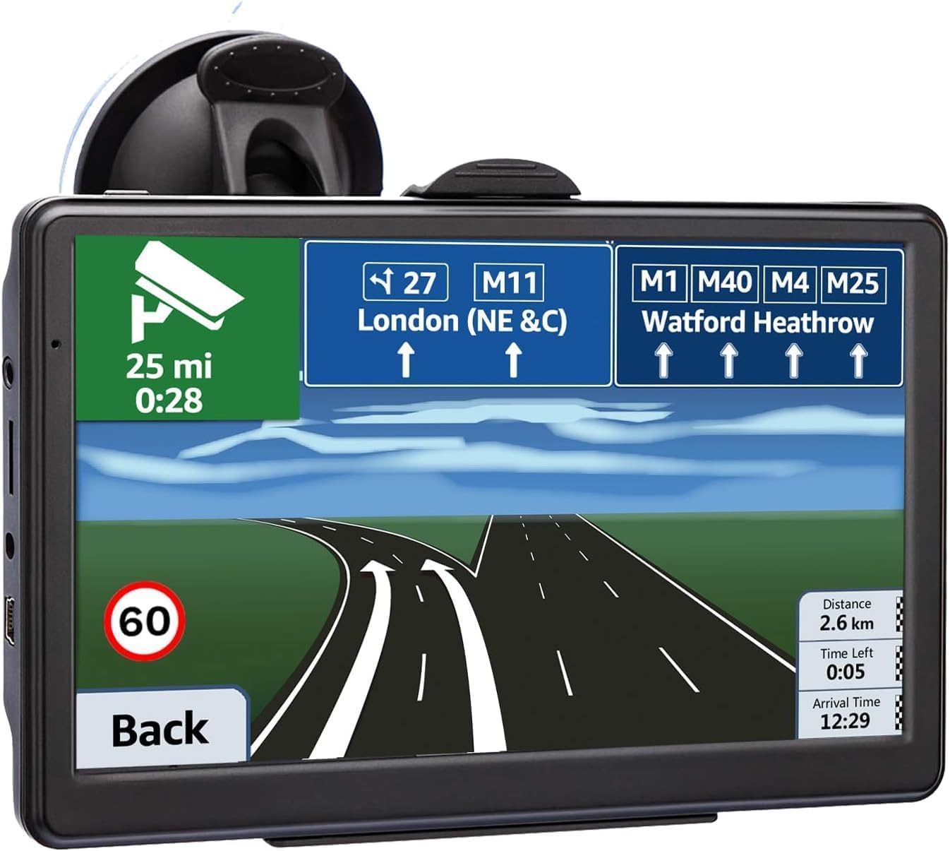 5 Pouce GPS Voiture,Navigation Voiture,Cartes Europe, Mises à Jour Gratuites, Alerte Vitesse & Poi, Guidage Vocal pour Camping-Car/Camion