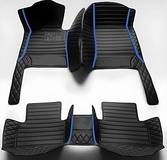 SARAHS Customized car Floor mats -Suitable for 99% of Cars, SUVs, and Trucks - car Pads to Protect Vehicle Interior Floor Accessories (Double Splicing Blue Line)