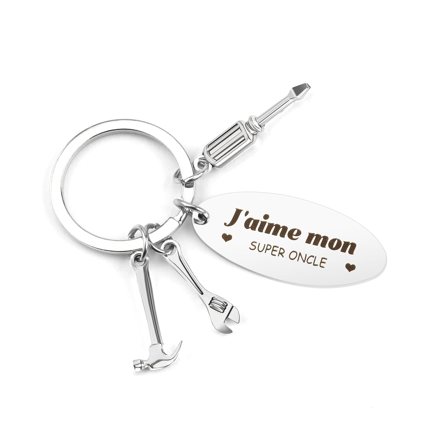 Porte-Clés Cadeau Tonton Gravé - Acier Inoxydable - Message Personnalisé - Cadeau Anniversaire/Noël
