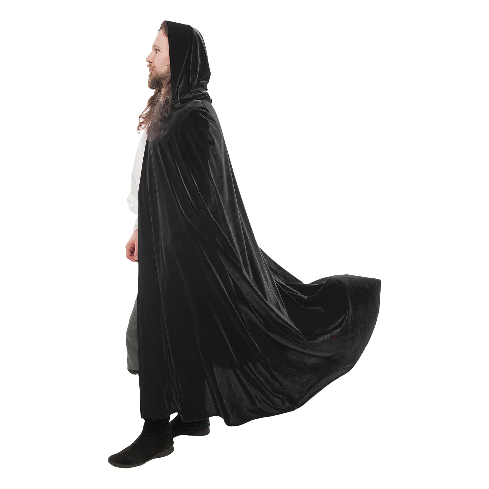 CNVAUIE Renaissance Snapback Hooded Coat Medieval Costumes Men's Witch Halloween Costumes Hooded Coat (Brown) - Image 2