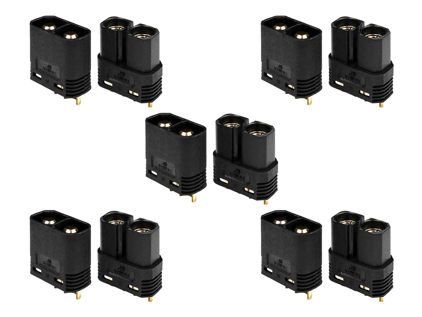 XT90-V2 Connector New Improved Version 5 Pack Male Female of XT90 Plug 60A Burst Gold Plated 4 5MM