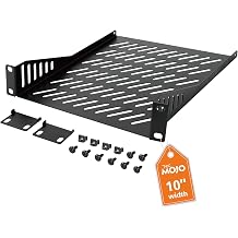 Tecmojo 1U Rackmount Shelf 10" Server Rack 7.87" Deep Vent Cantilever Tray Network Cabinet Metal Shelf Server Enclosure Ventilation Enhancement Black