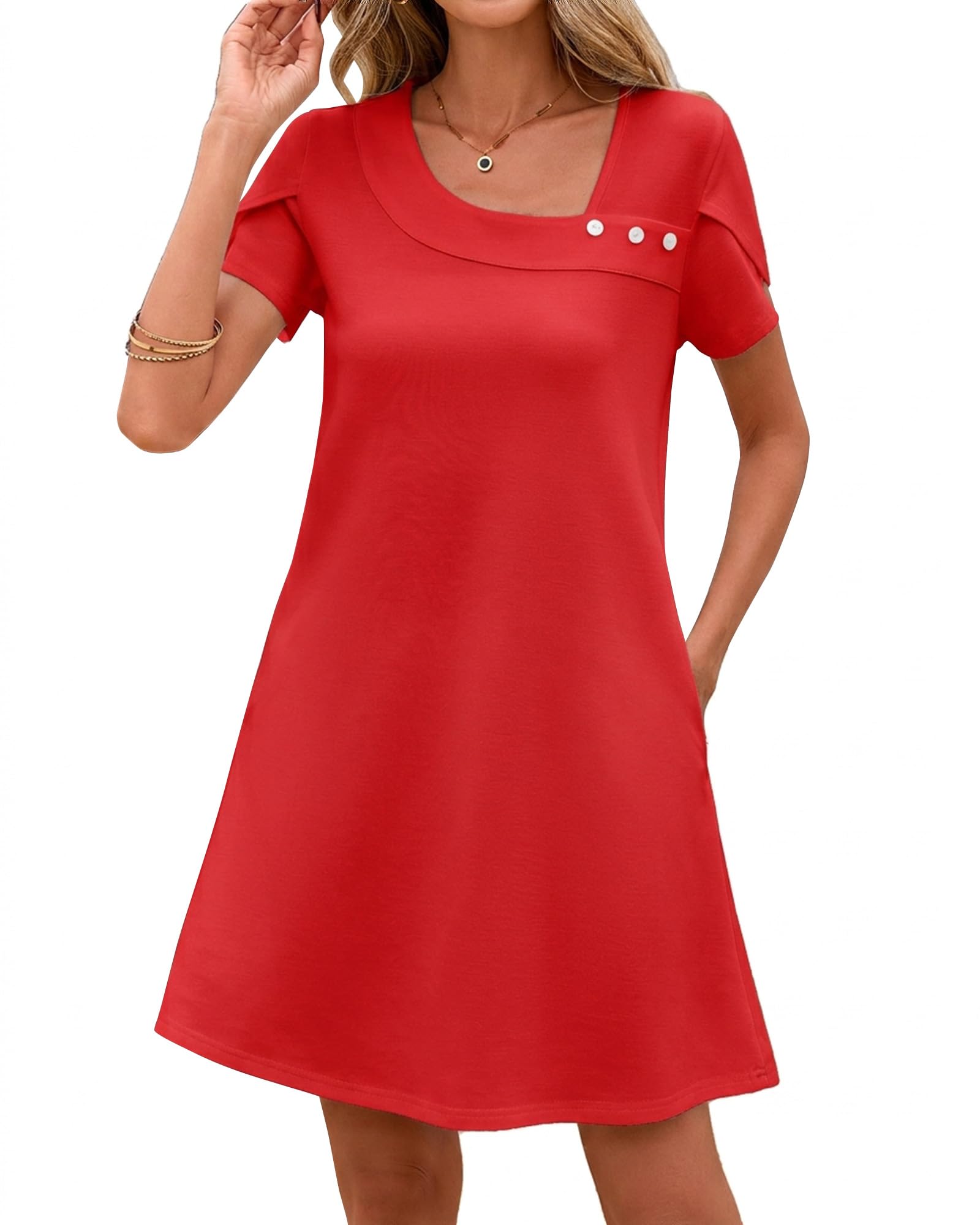 Valiamcep Womens Summer Dresses Crewneck Sleeveless Knit Tank Dress Beach Casual Tshirt Dress