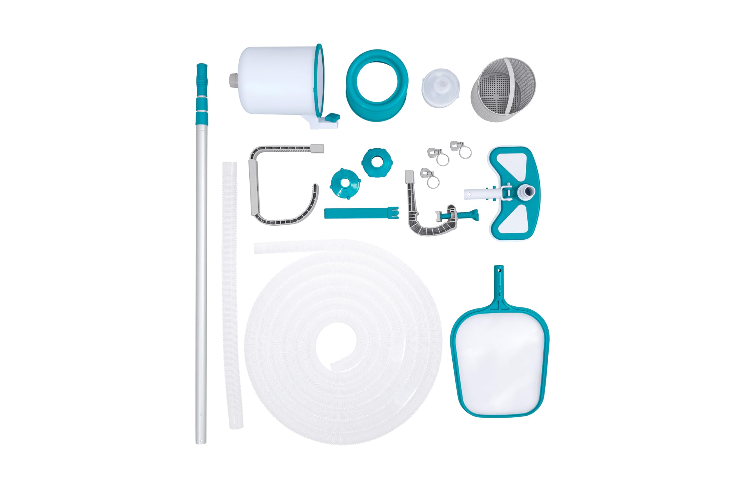 Bestway Kit d'entretien Deluxe avec Skimmer de Surface, tête de Balai aspirateur, Tuyau 7,5 m et épuisette