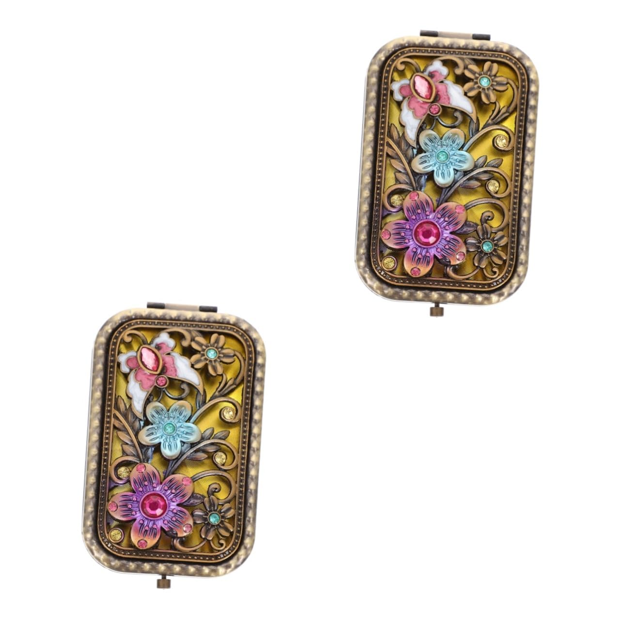 DOITOOL 2pezzi Specchietto Makeup Vintage Pieghevole Doppio Lato Per Donne Design Elegante e Portatile Per Viaggi e Uso Quotidiano
