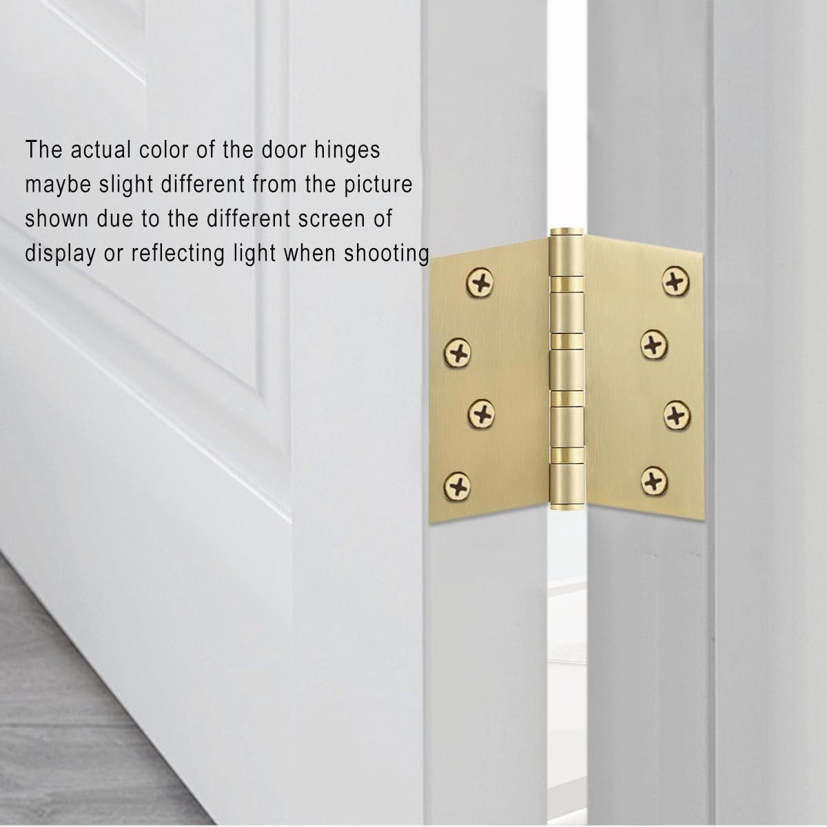 VOLUKA 3 Pack Stainless Steel 4'' Door Hinges for Exterior & Interior Doors,4in x 4in Heavy-Duty Ball Bearing Door Hinges with Square Corners, Gold