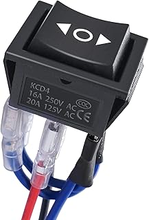 mankk Polarity Reverse Momentary Rocker Switch 12V DC 10A DPDT 6 Pin (ON)/Off/(ON) 3 Position Motor Control Toggle Switch with Jumper Wires for Car Boat Trailer Ect M-KCD2-223M-JT-X