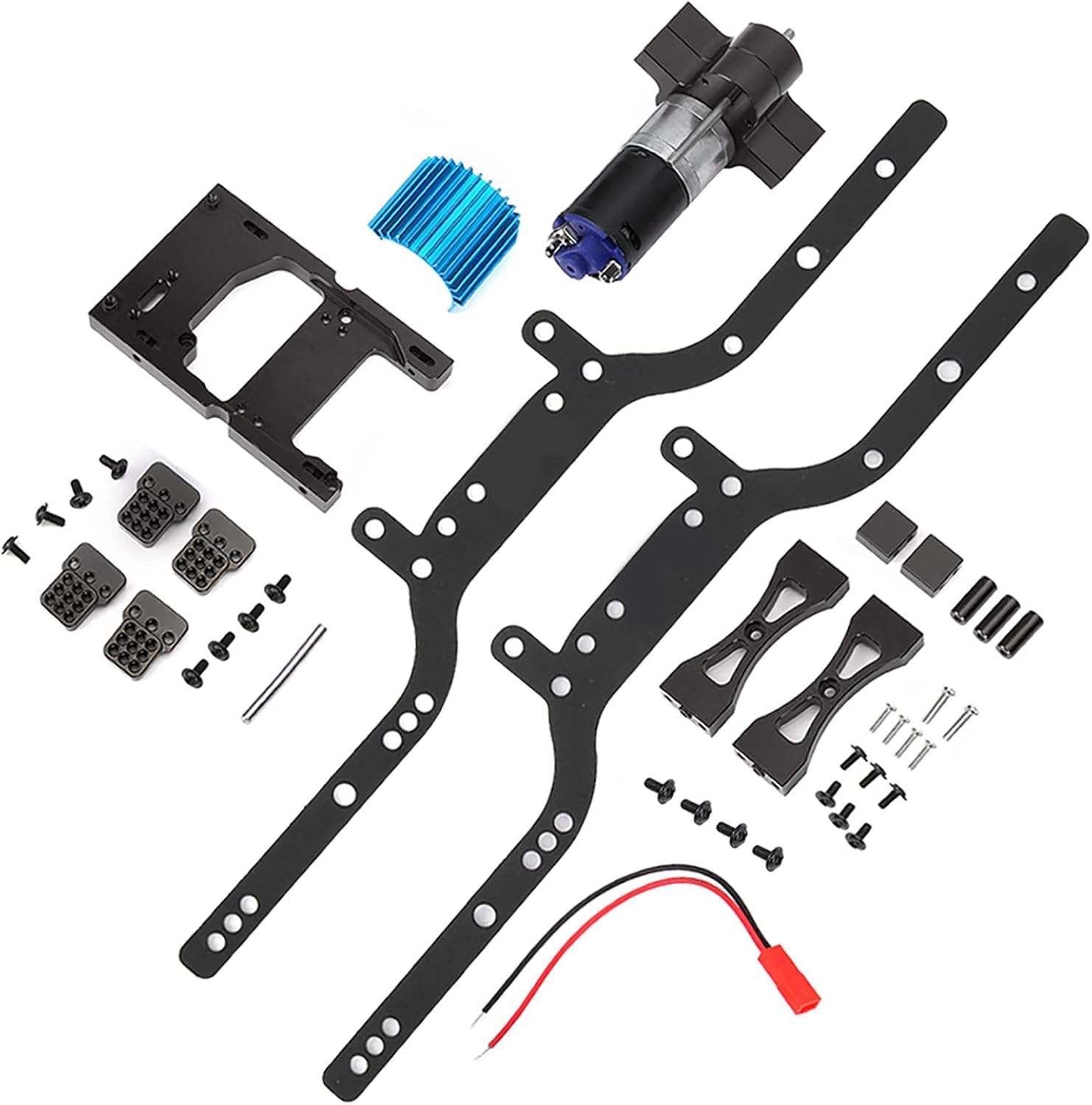 RiToEasysports RC Car Motor Frame Set, Metal Frame Girder with Motor Vehicle Bodies & Scale Accessories for MN90 MN90K MN91 MN91K MN45 MN45K MN99 MN99S (Black