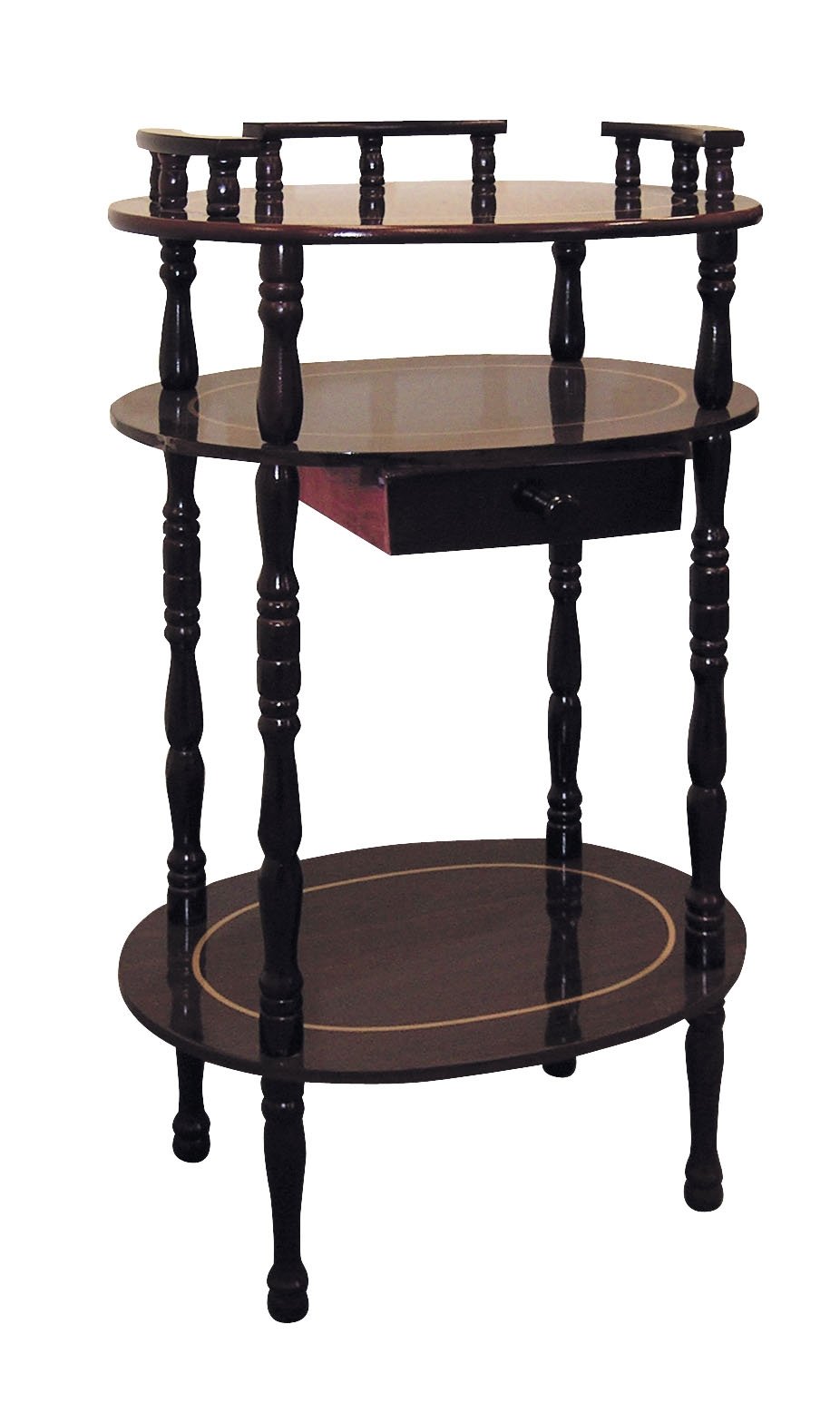 ore international 3-tier phone table cherry