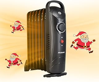 Oil Filled Radiator Heater, 700W Portable Electric Radiant Heater with Thermostat, Super Quiet Oil Heaters, Overheat Protection, Portable Oil Space Heater for Indoor Use, Home, Bedroom, Office