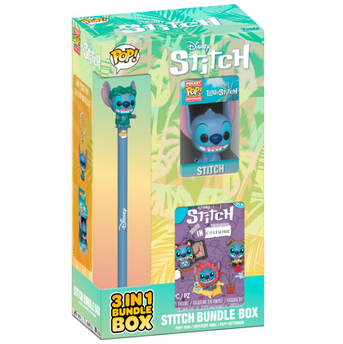 Funko Pop! | Disney Lilo & Stitch Box Stitch 3 en 1 | Pack Exclusivo FNAC | Figura Misteriosa + Llavero + Bolígrafo | Coleccionable Oficial Disney | FS