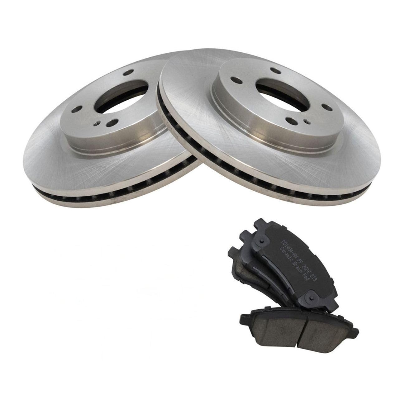 Brake Pads Rotors Kit Front Ceramic Smooth for Ford Fiesta 2011-2018 BKA11718 image 1