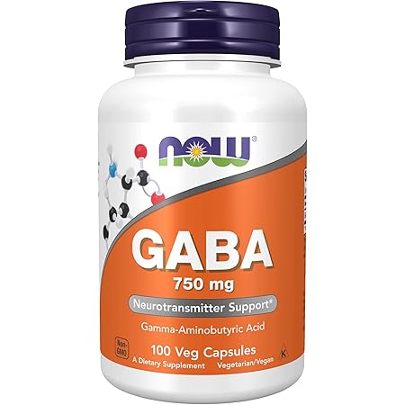 NOW Supplements, GABA (Gamma-Aminobutyric Acid) 750mg, Neurotransmitter Support*, 100 Veg Capsules