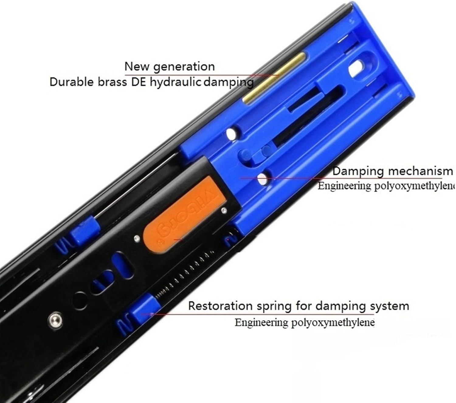Side Mount Cabinet Runners Glides 40CM 16 "Super Smooth and Quiet Extra-Thick Three-Section Hydraulic Soft Closed Ball Bearing Drawer Slide Track