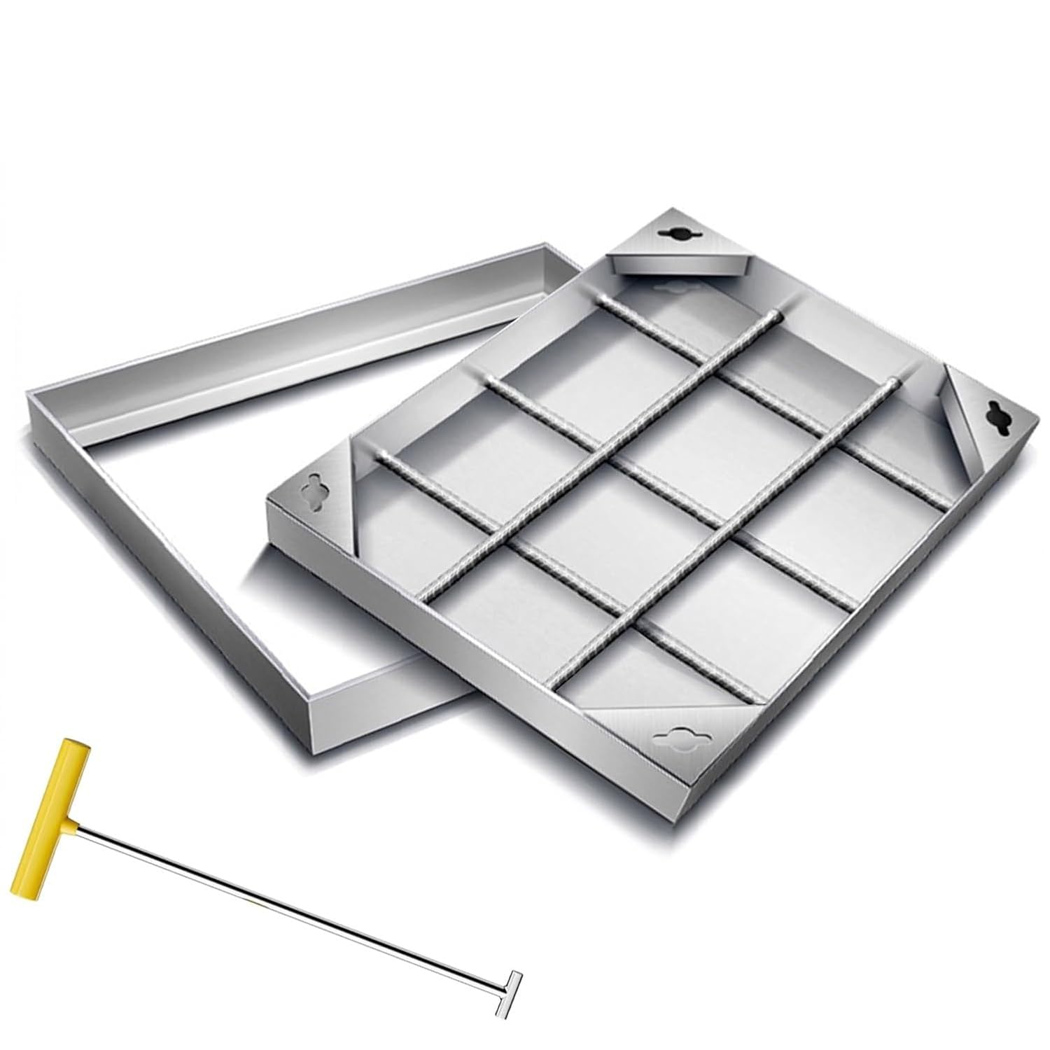 Tapa De Registro Rectangular De Acero Inoxidable Con Marco, Reemplazo Oculto Pozo De Inspección Tapa De Tanque Séptico, Para Patio, Garaje Y Sótano(40x80cm)