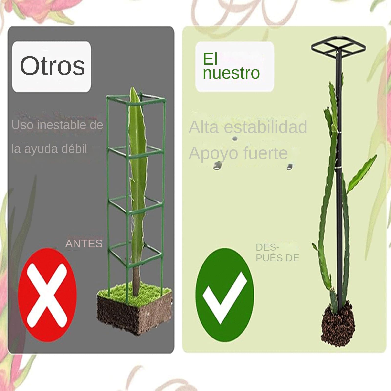 Tutor para Pitahaya | Soporte de Jardinería,Poste de Soporte para Pitahaya, Viñas, Hortálizas y Plantas de Interior/Exterior en Balcón, Terraza o Jardín