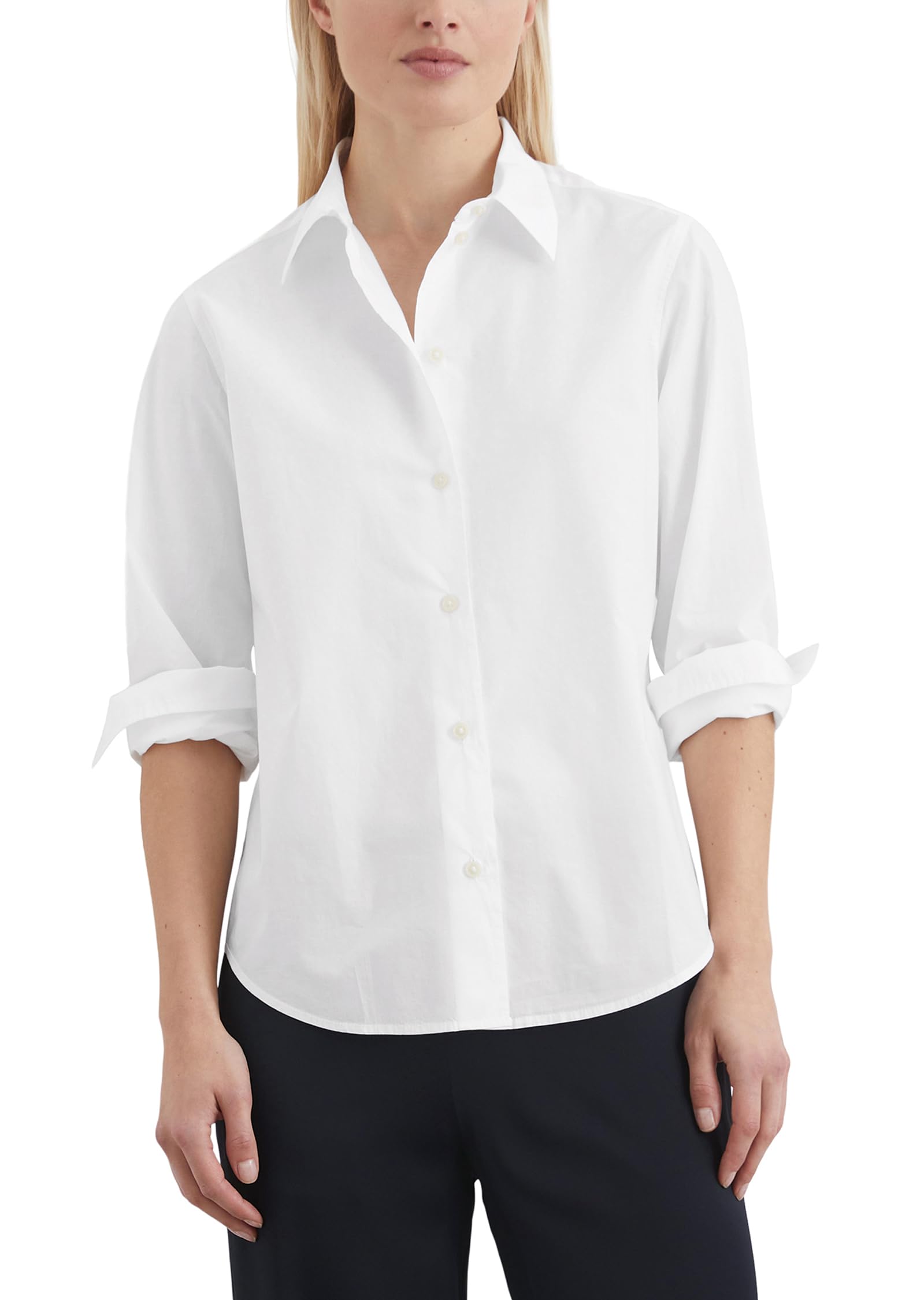Marc OߴPolo Women's Organic Cotton Shirt with Kent Collar, White (White), 6