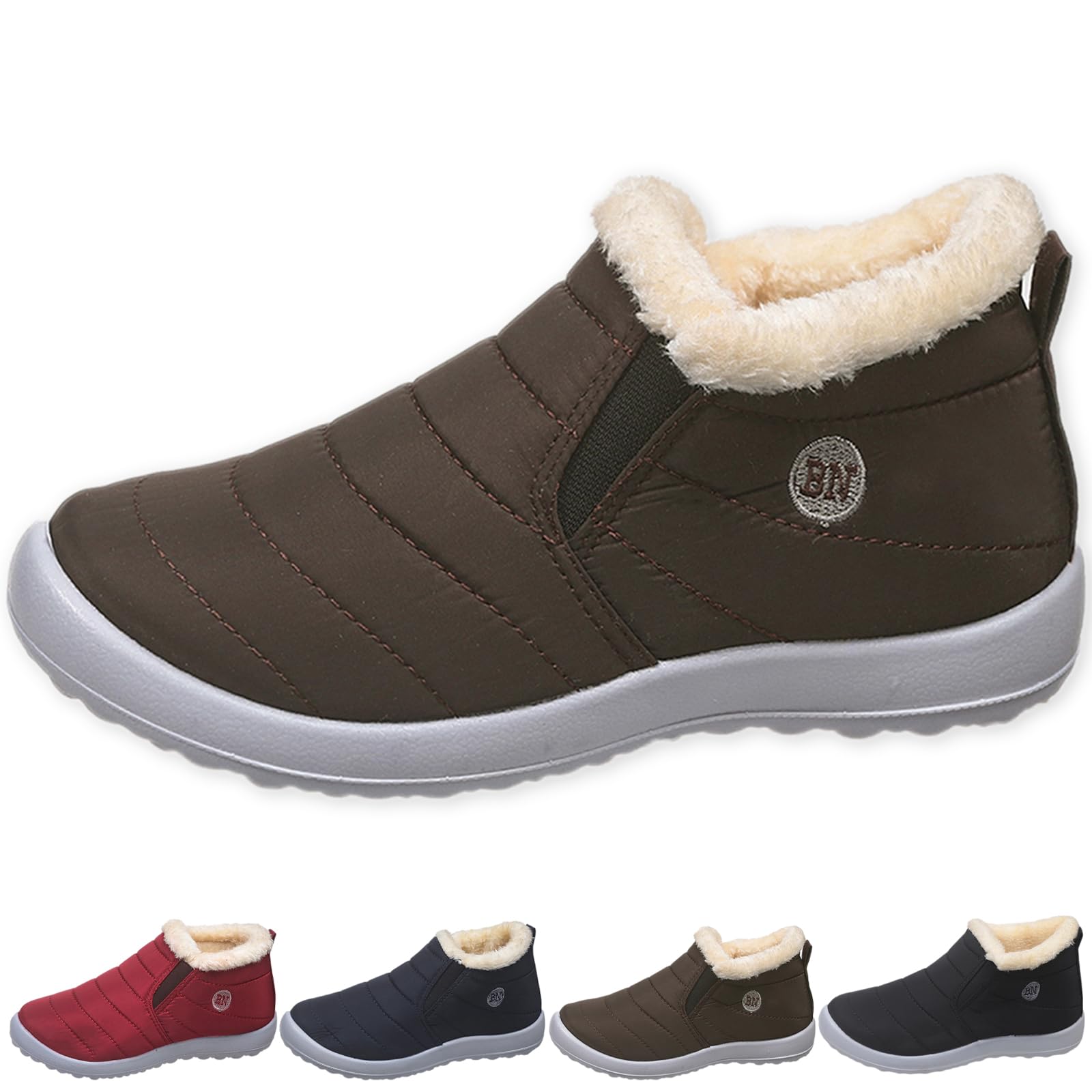 Women Waterproof Warm Winter Snow Boots Comfortable Soft Plush Lightweight Non-slip Slip on Short Boot for Cold Weather