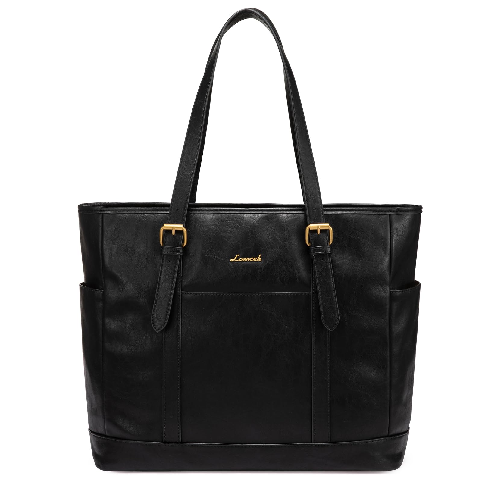 LOVEVOOK Laptop Tote Bag for Women,15.6 inch Vintage Leather Work Tote Bag