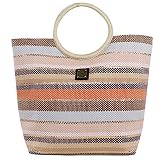 Medidas: 49x37x1 cm For Time Bolso de mano de rafia multicolor, Mujer, 49x37x1 cm