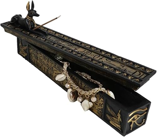 Ebros Gift Dios de los muertos egipcios Anubis Chacal Quemador de incienso para perro y caja de almacenamiento, escultura para el hogar, accesorio