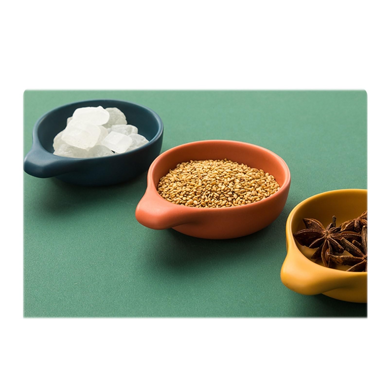 Snackteller Dip-Schüssel-Set, Keramik-Gewürzschalen, Sushi-Schüssel, Gewürzteller, Vorspeisenteller, Sojasauce mit Griff, 5-teiliges Sojasaucen-Teller Dessertteller