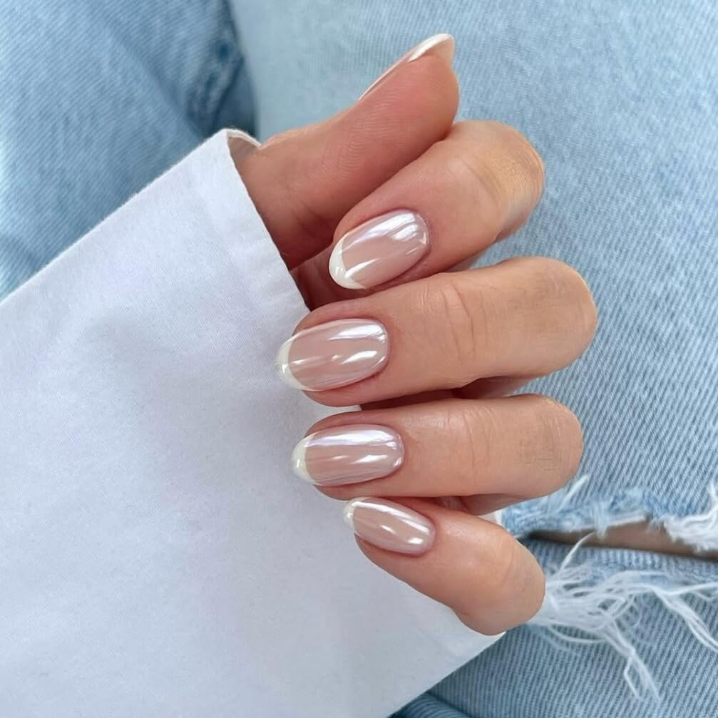 Amazon.com: KQueenest Glazed Sparkle Fake Nails Press On, Short