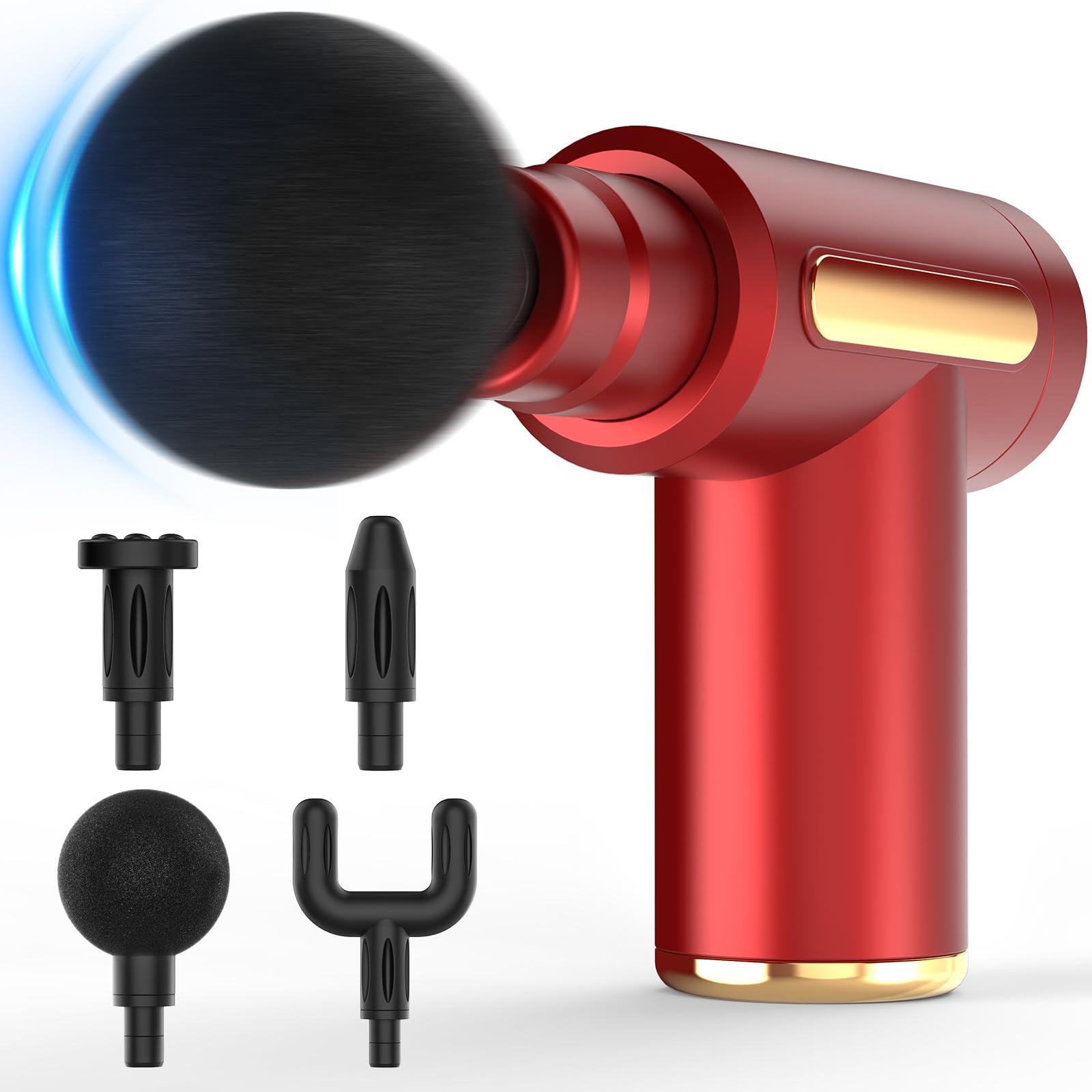 Massage Gun, Small Travel Massage Gun, Massage Gun Deep Tissue,Percussion Handheld Portable Muscle Massager Tool for Full Body Pain Relief, Ideal Gifts for Men, Women(Red)-image-11