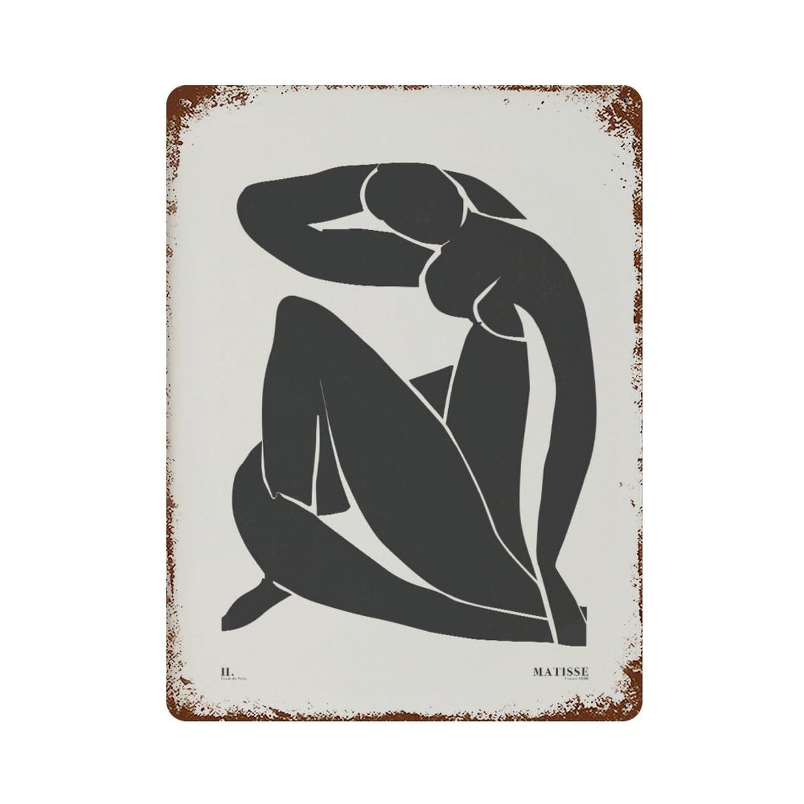 xiaoxiaoshen Matisse Black Nude Cutout Exhibition Minimalist Woman Silhouette Wall Decor Art Metal Tin Poster Modern Home Decor Art Home Bar Shop Decorations Vintage Sign 40x30cm