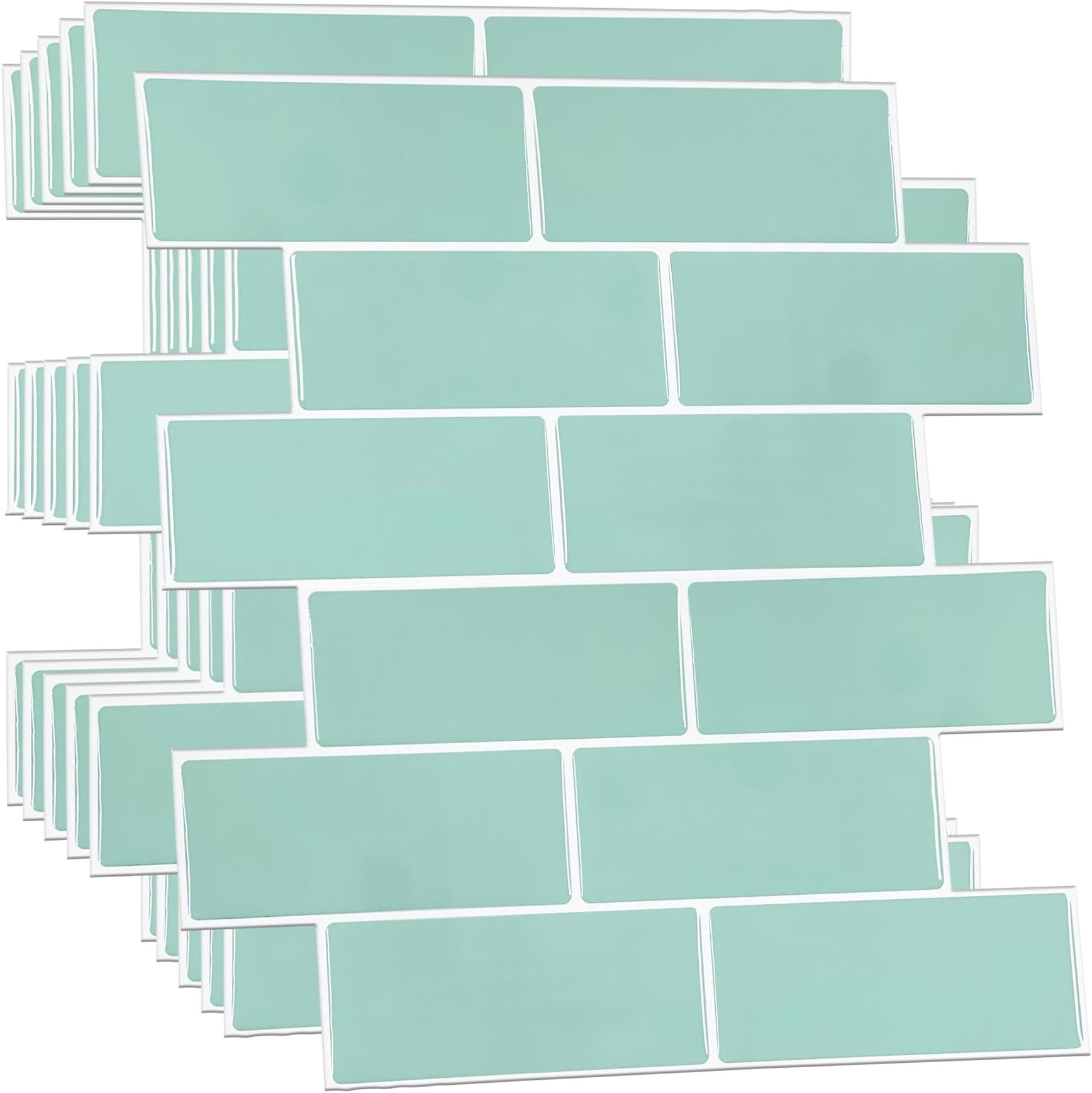 WALPLUS Peel and Stick Backsplash Smart Tiles Sticker for Kitchen Subway Tile 12 Sheets 12" x 6" Stick on Backsplash Bathroom Water Heat Resistant Capri Sea Glossy Spring Easter Decoration