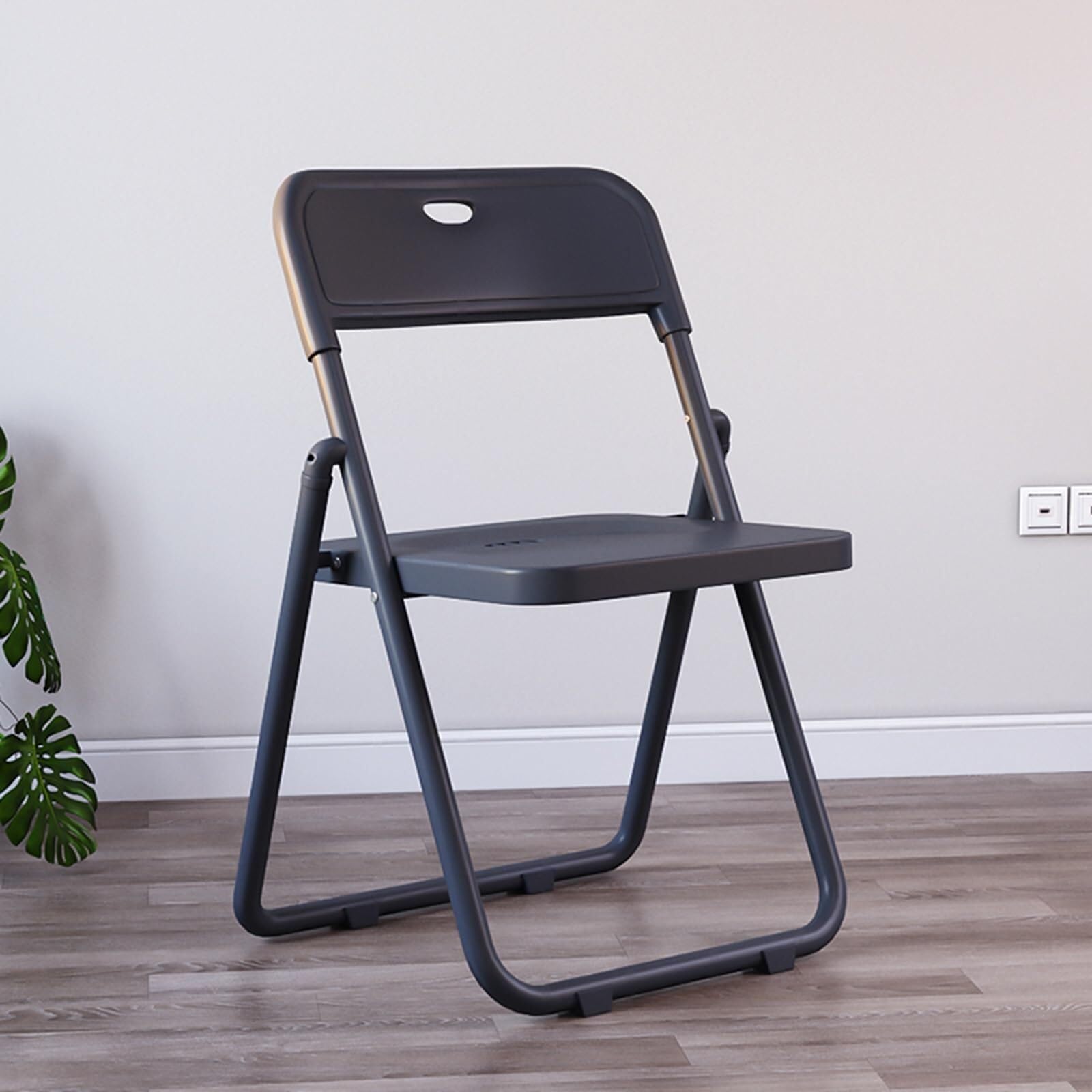 Chaise pliante d'extérieur lot de 2 en plastique et fer noir pour conférence